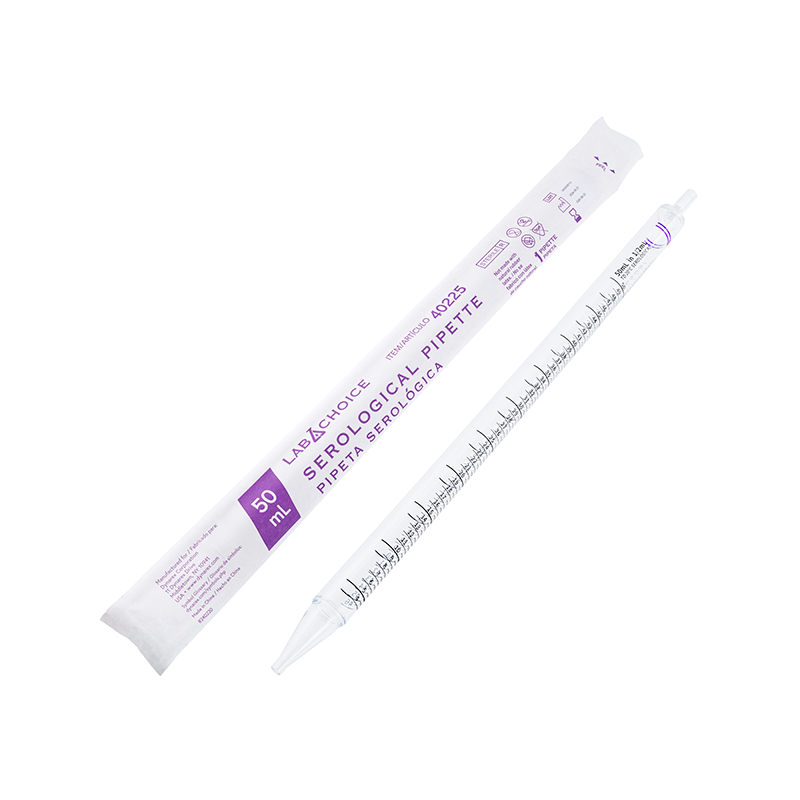 Serological Pipettes, Sterile, Individually Packed, 50 mL, Purple - 1 per pouch/100 pouches per Bag//4 Bags per Case