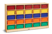 Jonti-Craft® 25 Tub Mobile Storage - with Colored Tubs - Plywood Back