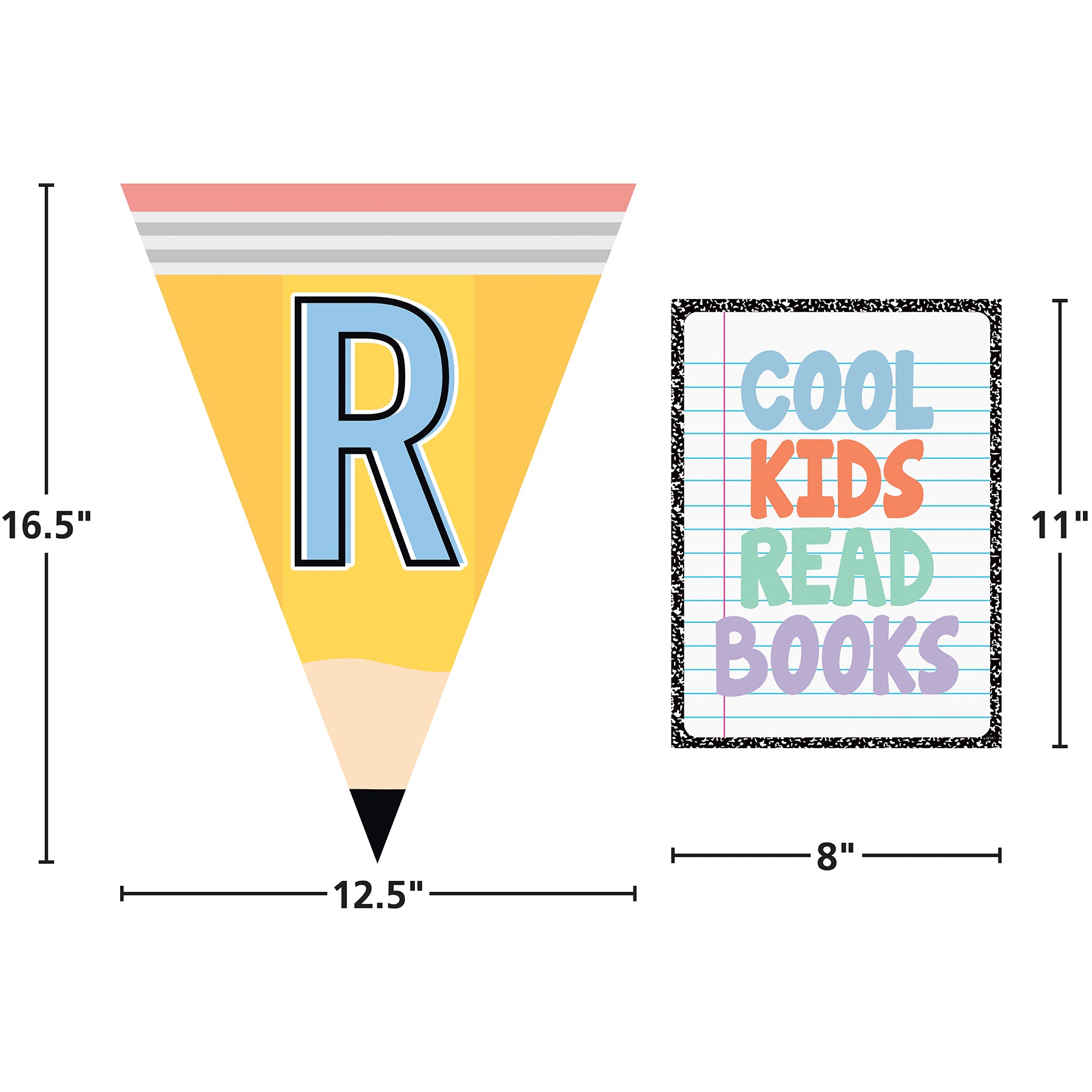 Cool for School Read Pennants Bulletin Board Set, 12 Pieces