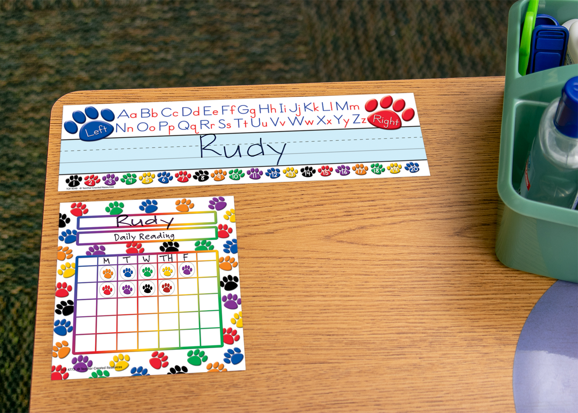 Paw Prints Left/Right Alphabet Flat Name Plates