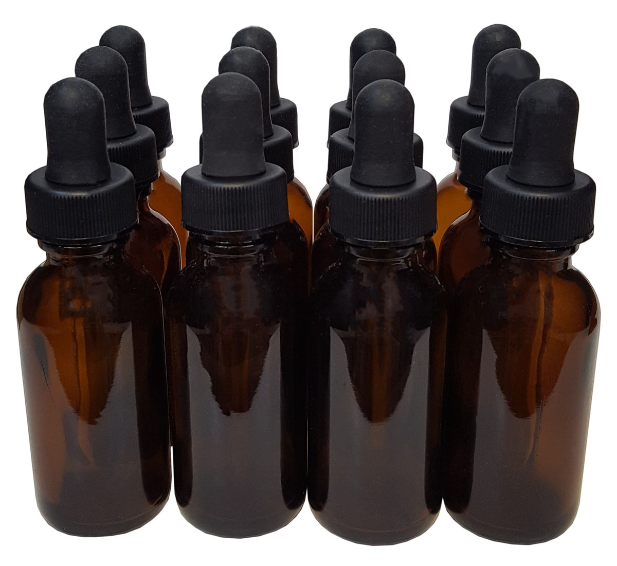 Bottle, Flint Glass, Boston Round, Amber, 1oz, with Dropper Assembly, Case of 144