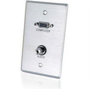 C2G VGA and 3.5mm Audio Pass Through Single Gang Wall Plate - Brushed Aluminum - 1-gang - HD-15 VGA, Mini-phone Stereo Audio Line Out