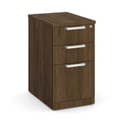 OfficeSource Laminate 3 Drawer Mobile Pedestal - Box/File - Modern Walnut