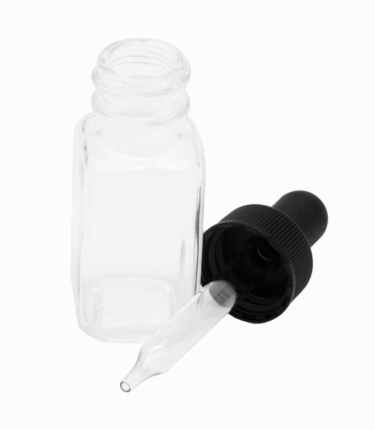 Bottle, Flint Glass, French Square, 1/2oz, with Dropper Assembly, 20/400 Neck Size, Pack of 12
