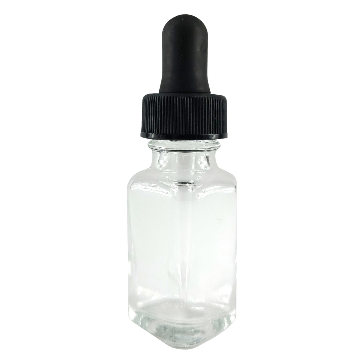 Bottle, Flint Glass, French Square, 1oz, with Dropper Assembly, 24/400 Neck Size, Case of 144