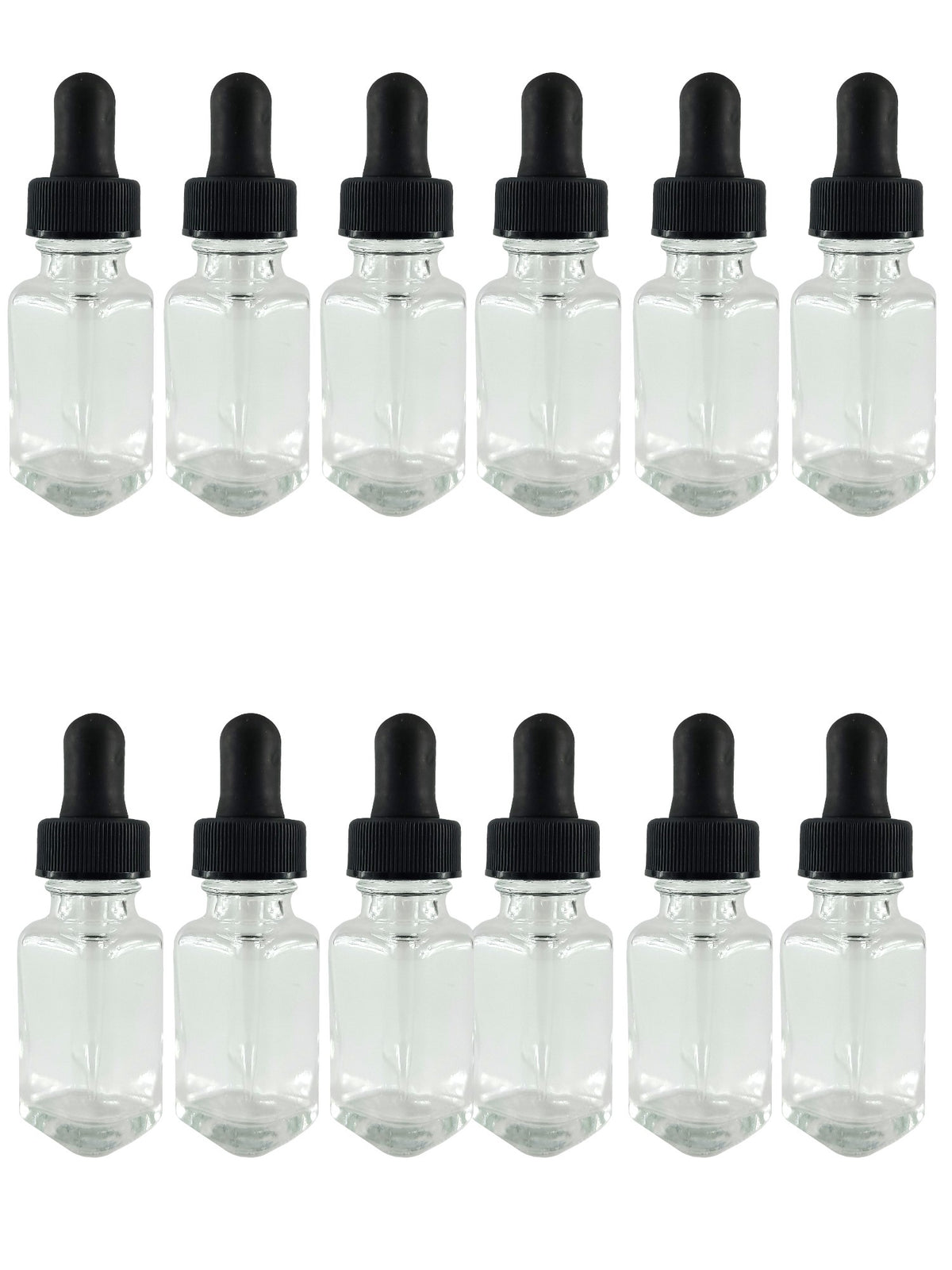 Bottle, Flint Glass, French Square, 1oz, with Dropper Assembly, 24/400 Neck Size, Pack of 12