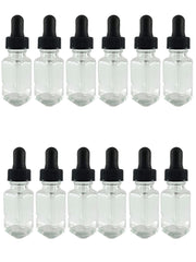 Bottle, Flint Glass, French Square, 1oz, with Dropper Assembly, 24/400 Neck Size, Pack of 12