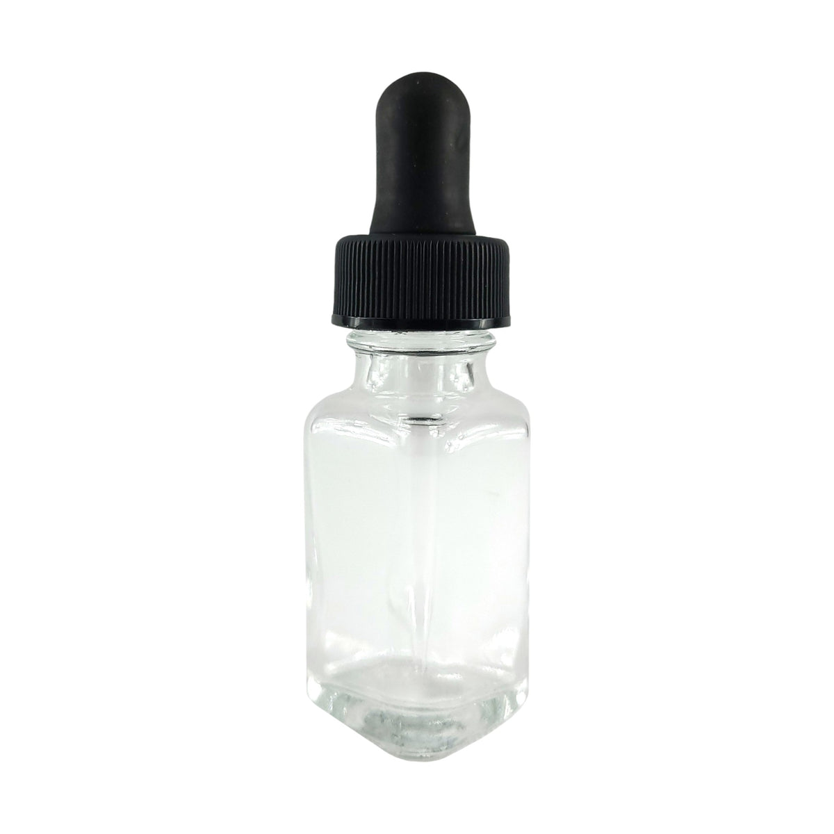 Bottle, Flint Glass, French Square, Clear, 2oz, with Dropper Assembly, 28/400 Neck Size, Pack of 12