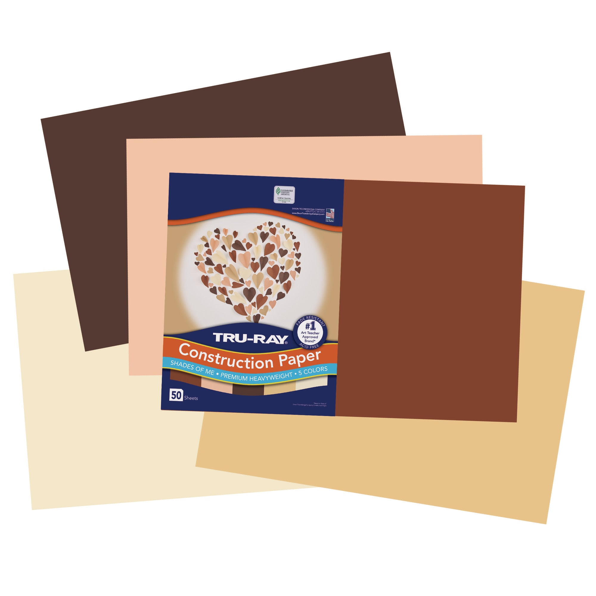Shades of Me Construction Paper, Heavyweight, 5 Assorted Skin Tone Colors, 12" x 18", 50 Sheets