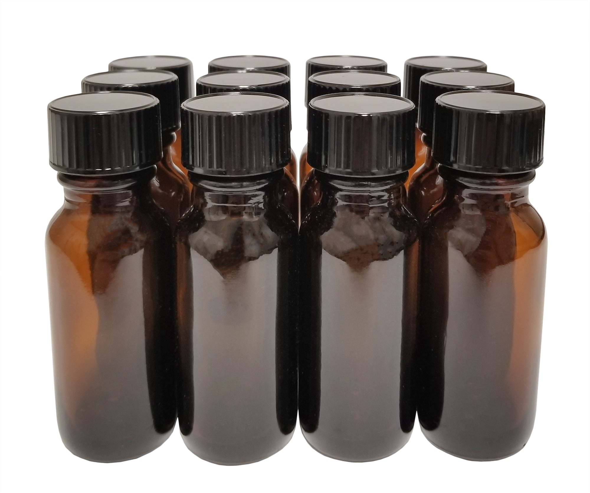Bottle Amber 1/2 oz. Boston Round 18/400 with Cap. Pack 12.