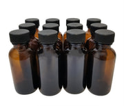 Bottle Amber 1oz Boston Round with Cap 1 oz. 20/400. Pack 12.