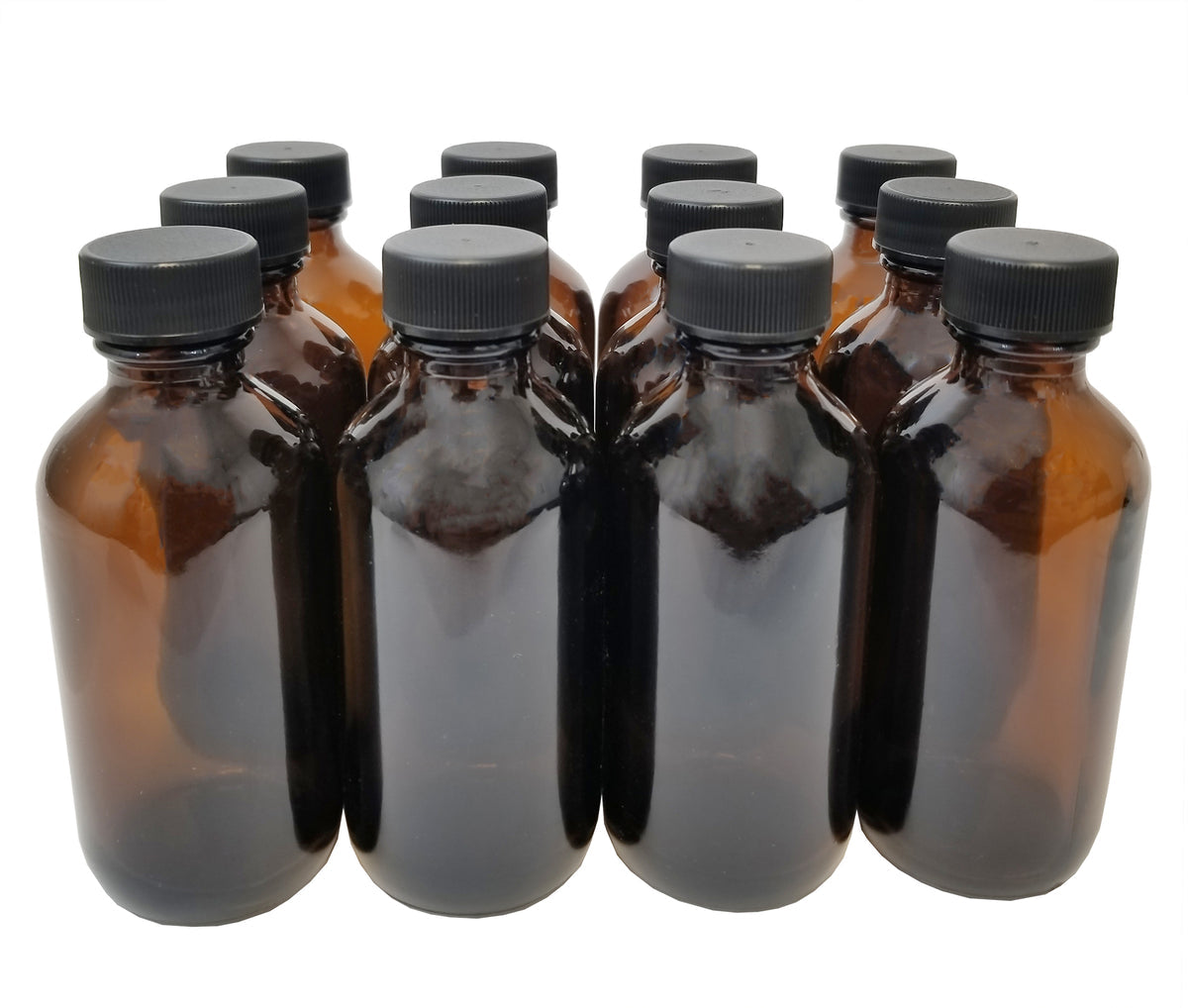Bottle, Flint Glass, Amber, 2oz, with Cap, 20/400 Neck Size, Case of 144