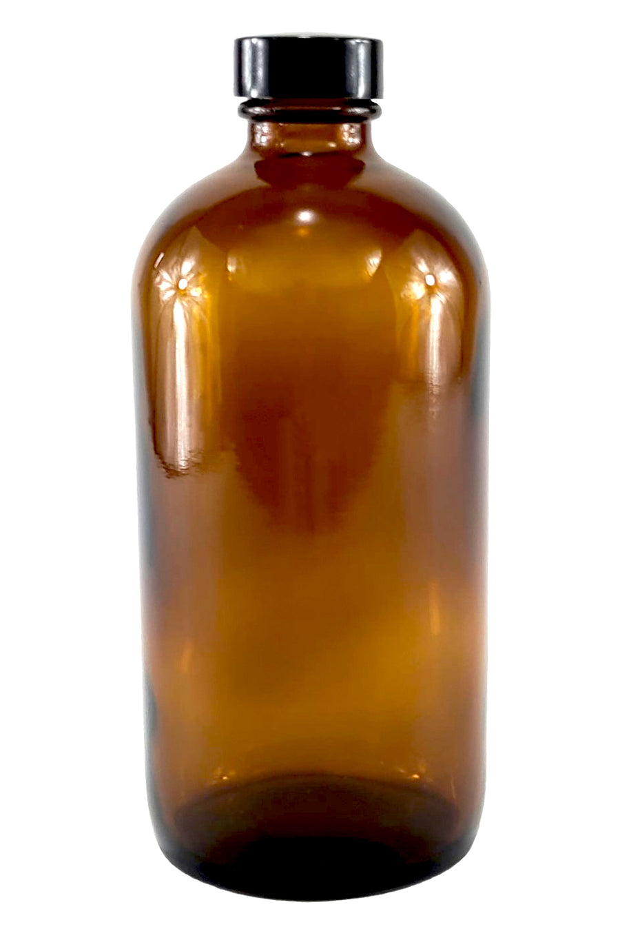 Bottle, Flint Glass, Amber, 16oz, with Cap, 28/400 Neck Size, Pack of 12