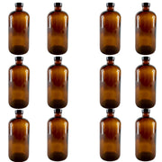 Bottle, Flint Glass, Amber, 32oz, with Cap, 33/405 Neck Size, Pack of 12