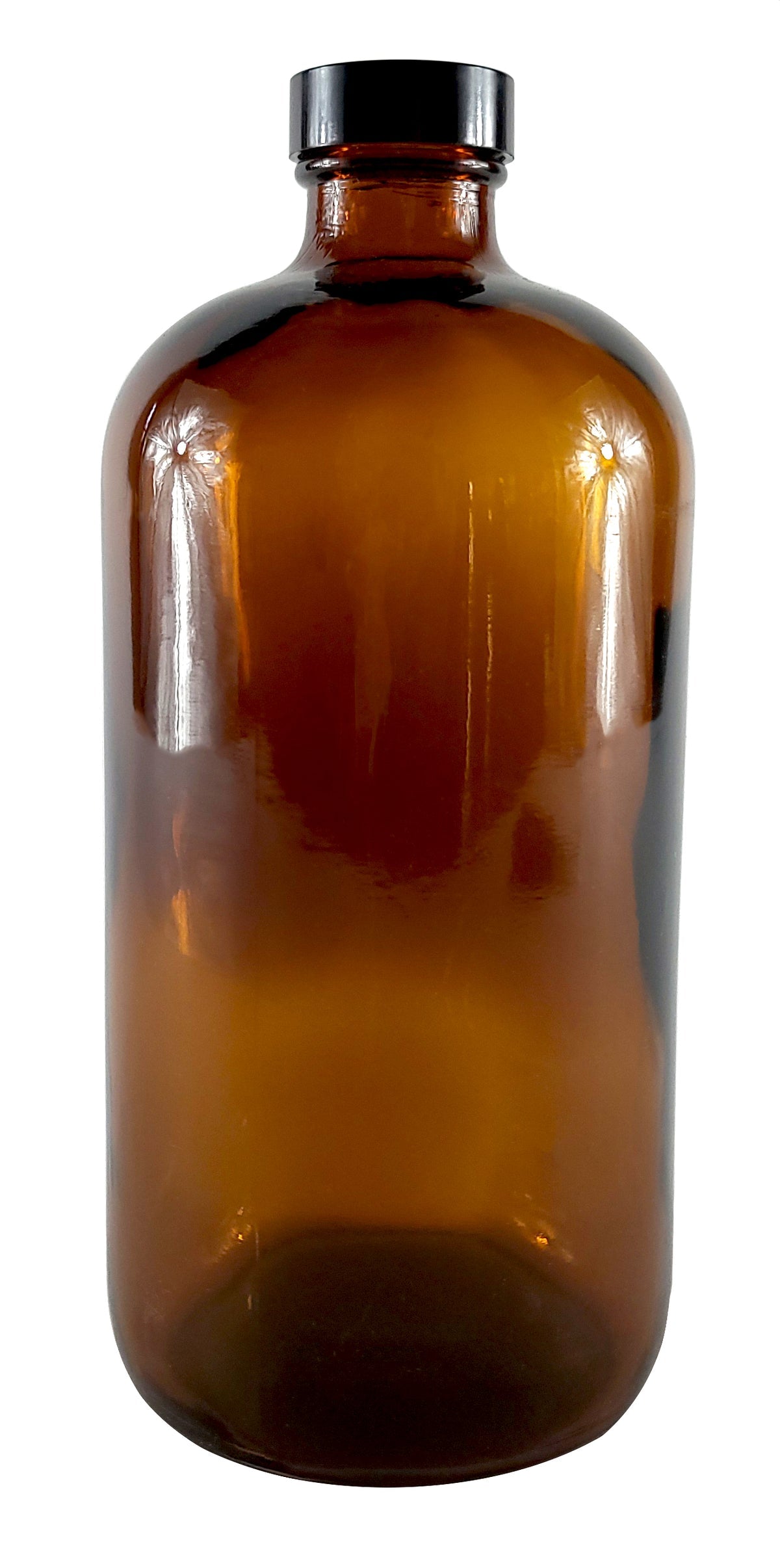 Bottle, Flint Glass, Amber, 32oz, with Cap, 33/405 Neck Size, Pack of 12