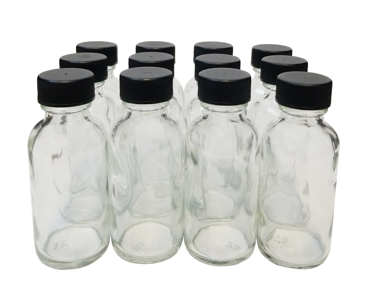 Bottle, Flint Glass, Clear, 1oz, with Cap, 20/405 Neck Size, Case of 144