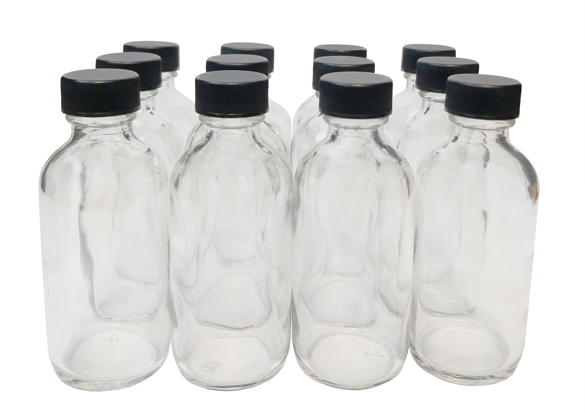 Bottle Clear 2 oz Boston Round with Cap 20/400. Pack 12.