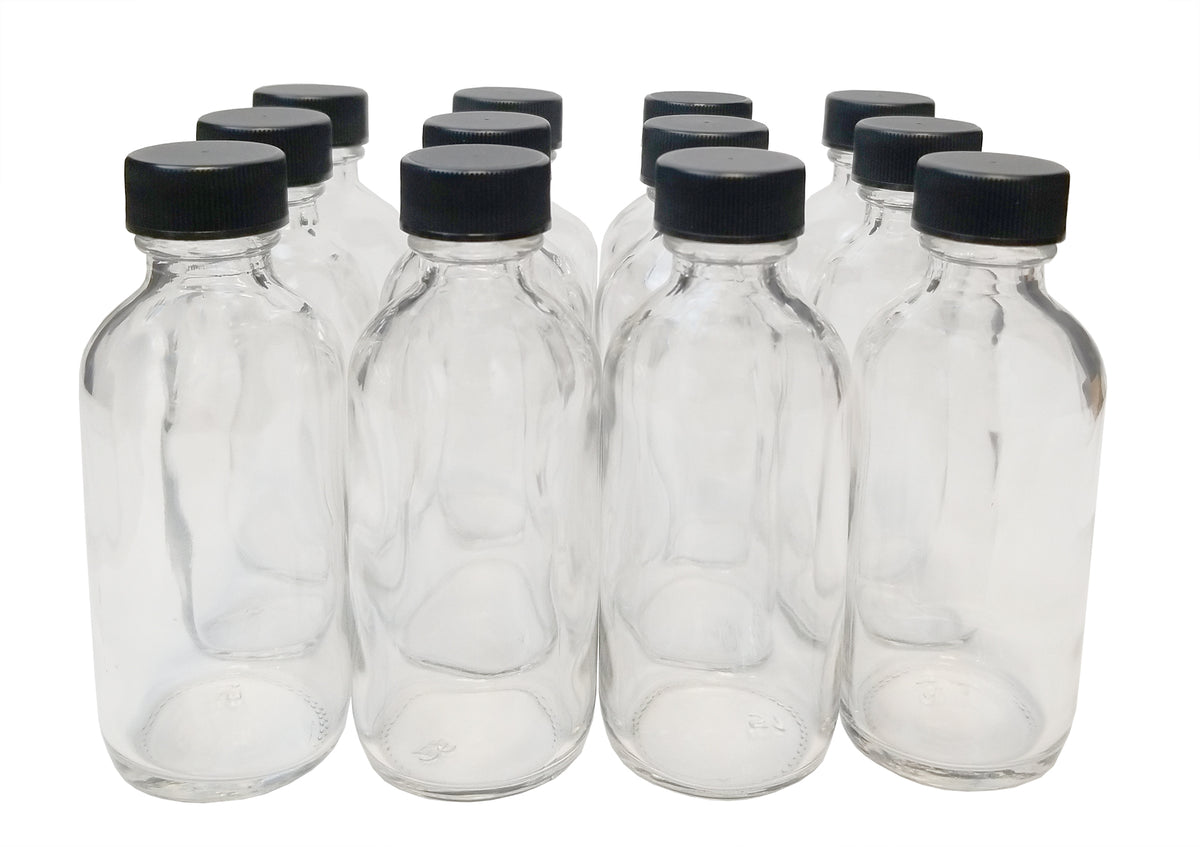 Bottle, Flint Glass, Clear, 2oz, with Cap, 20/400 Neck Size, Case of 144