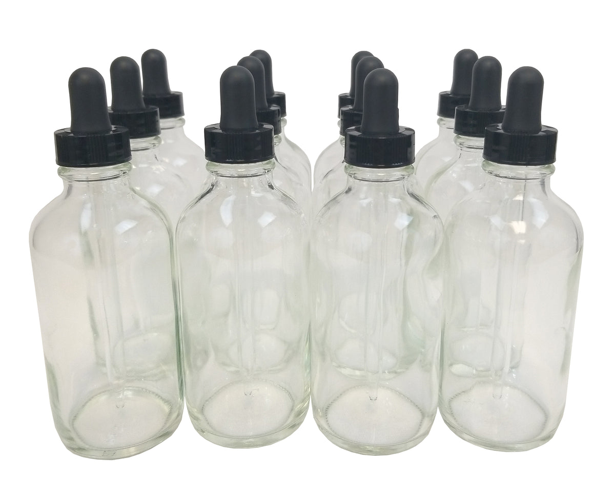 Bottle, Flint Glass, Clear, 4oz, with Dropper Assembly, 22/400 Neck Size, Case of 144
