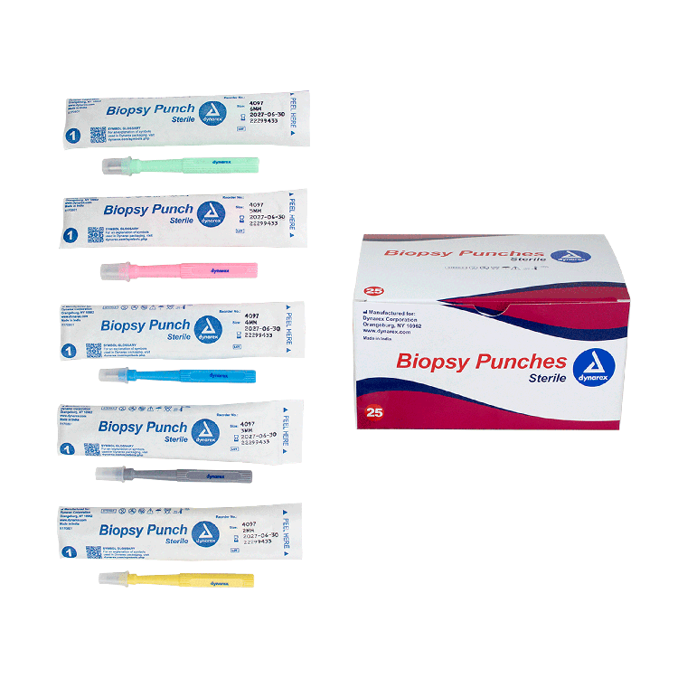 Biopsy Punches, Mix Box: 2, 3, 4, 5 and 6 mm, Assorted Pack, 25 per Box (5 each size)