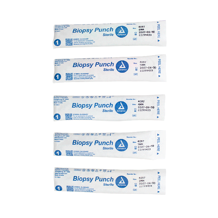 Biopsy Punches, Mix Box: 2, 3, 4, 5 and 6 mm, Assorted Pack, 25 per Box (5 each size)