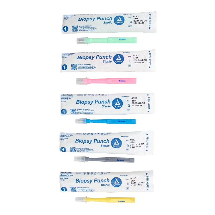 Biopsy Punches, Mix Box: 2, 3, 4, 5 and 6 mm, Assorted Pack, 25 per Box (5 each size)