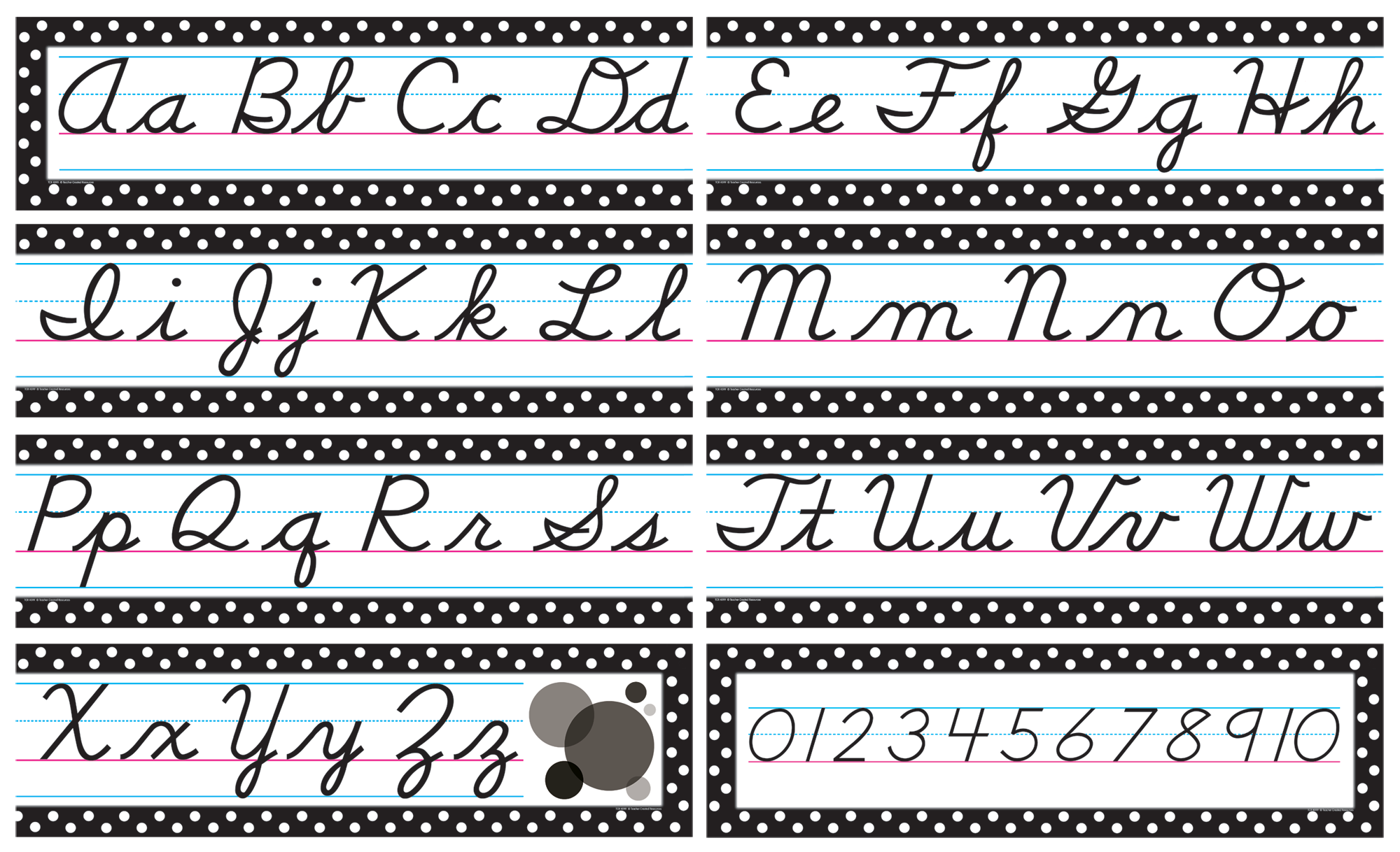 Black Polka Dots Cursive Mini Bulletin Board
