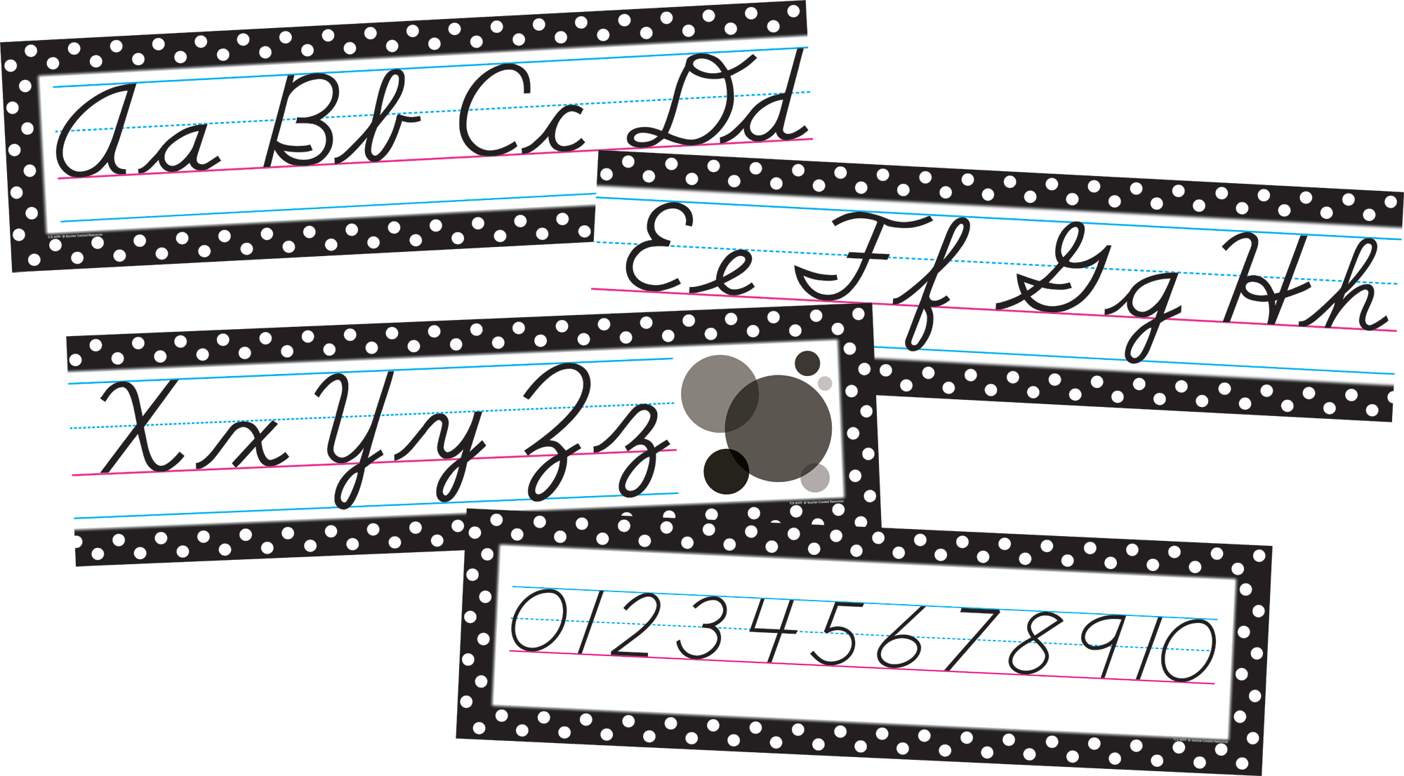 Black Polka Dots Cursive Mini Bulletin Board