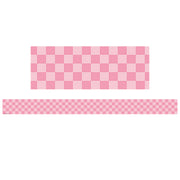 Cool for School Pink Checkers Straight Border Trim, 35 Feet