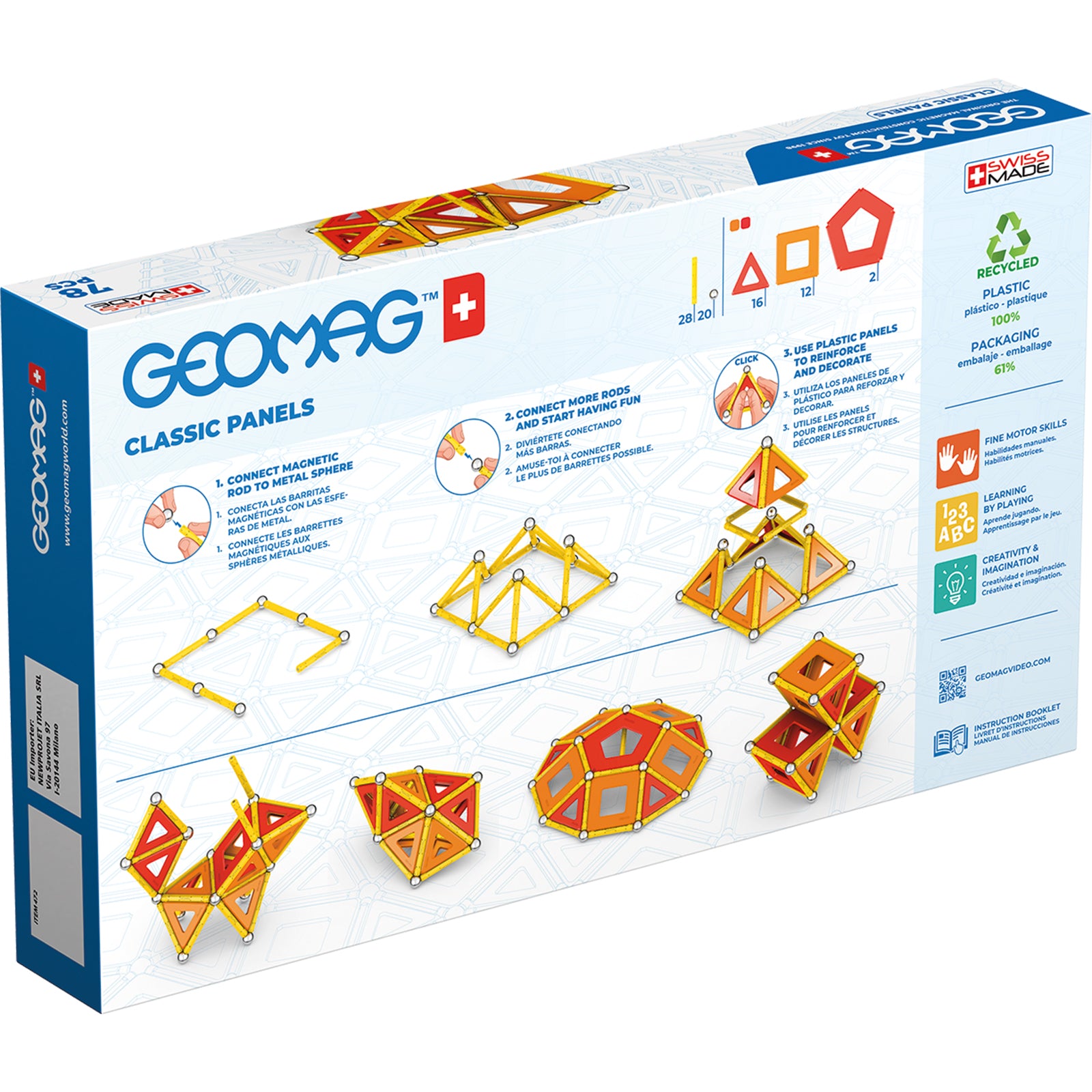 Geomag™ Classic Panels Recycled 78 - 78-Piece Classic Magnetic Construction Set