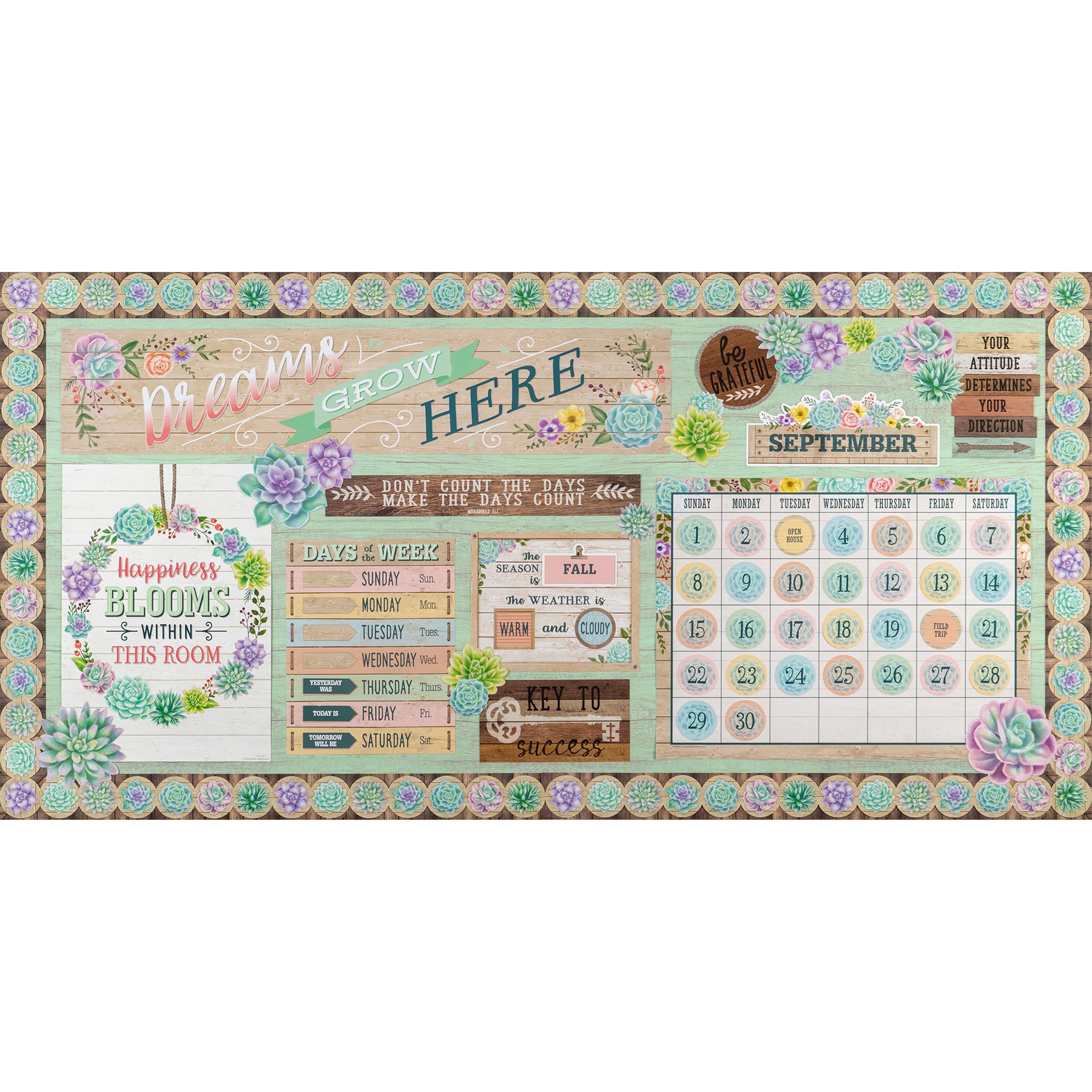 Rustic Bloom Calendar Bulletin Board