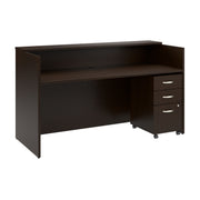 Bush Business Furniture Arrive 72W x 30D Reception Desk with Shelf and Mobile File Cabinet in Mocha Cherry - 71.02" Width x 29.49" Depth x 40.35" Height
