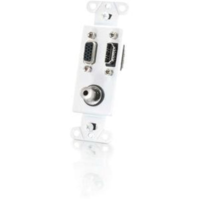 C2G HDMI, VGA and 3.5mm Audio Pass Through Wall Plate - White - White - 1 X HDMI Port(s) - 1 X Mini-phone Port(s) - 1 X VGA Port(s)