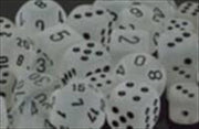 d6 16mm 12 Dice Set Frosted Clear w/Black CHX27601