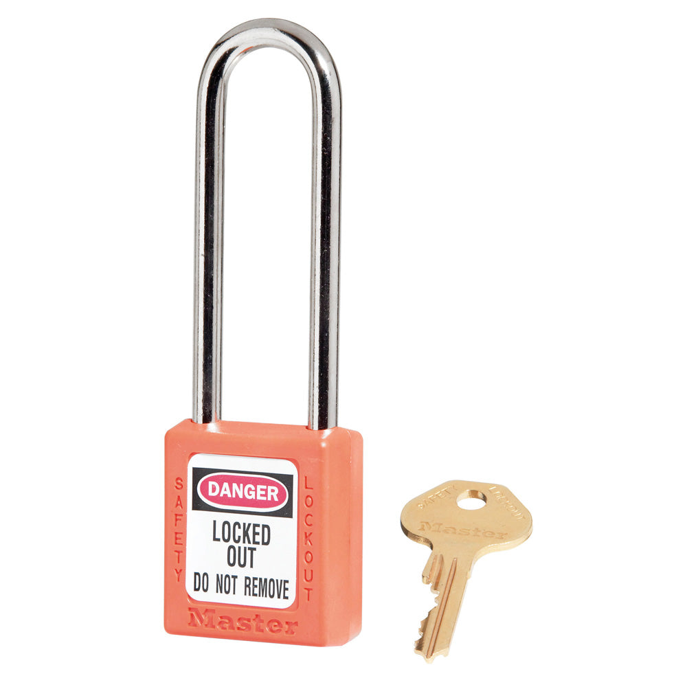 Orange Zenex™ Thermoplastic Safety Padlock, 1-1/2in (38mm) Wide with 3in (76mm) Shackle, Keyed Alike