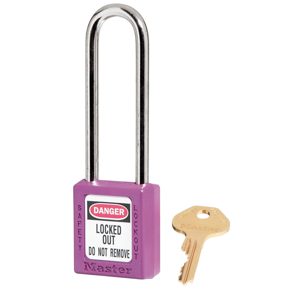 Purple Zenex™ Thermoplastic Safety Padlock, 1-1/2in (38mm) Wide with 3in (76mm) Shackle, Keyed Alike
