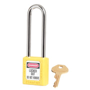 Yellow Zenex™ Thermoplastic Safety Padlock, 1-1/2in (38mm) Wide with 3in (76mm) Shackle, Keyed Alike