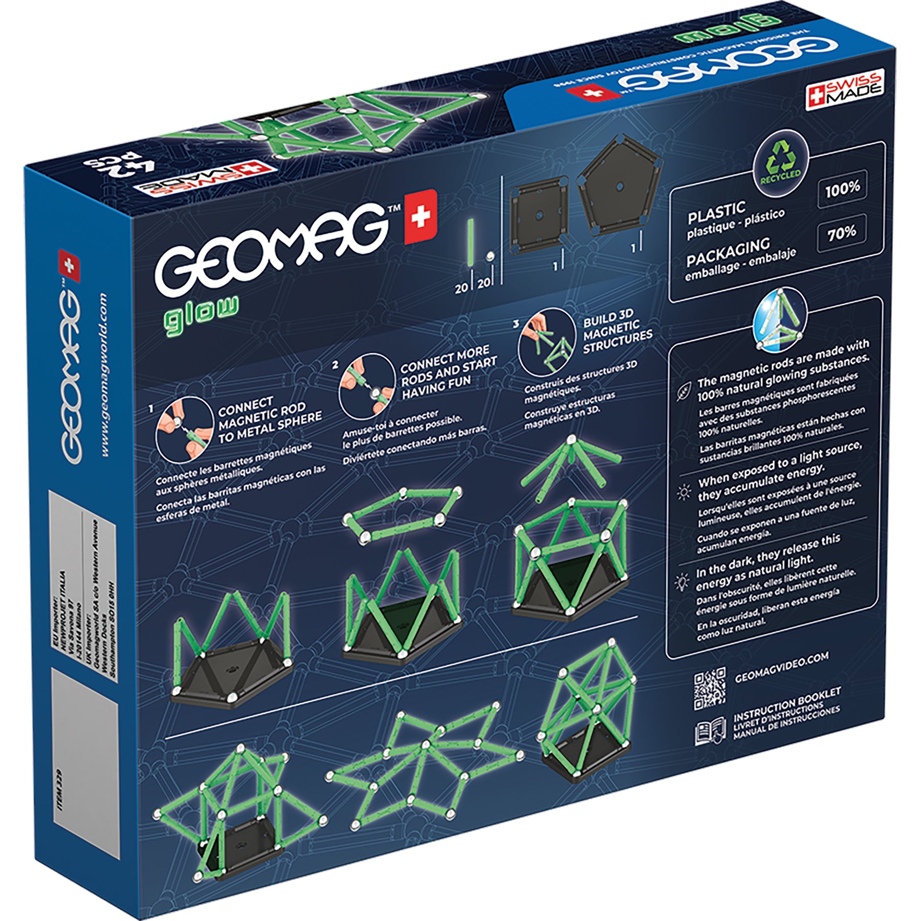Geomag™ Glow in the Dark Magnetic Building Blocks Set, 42 Pieces