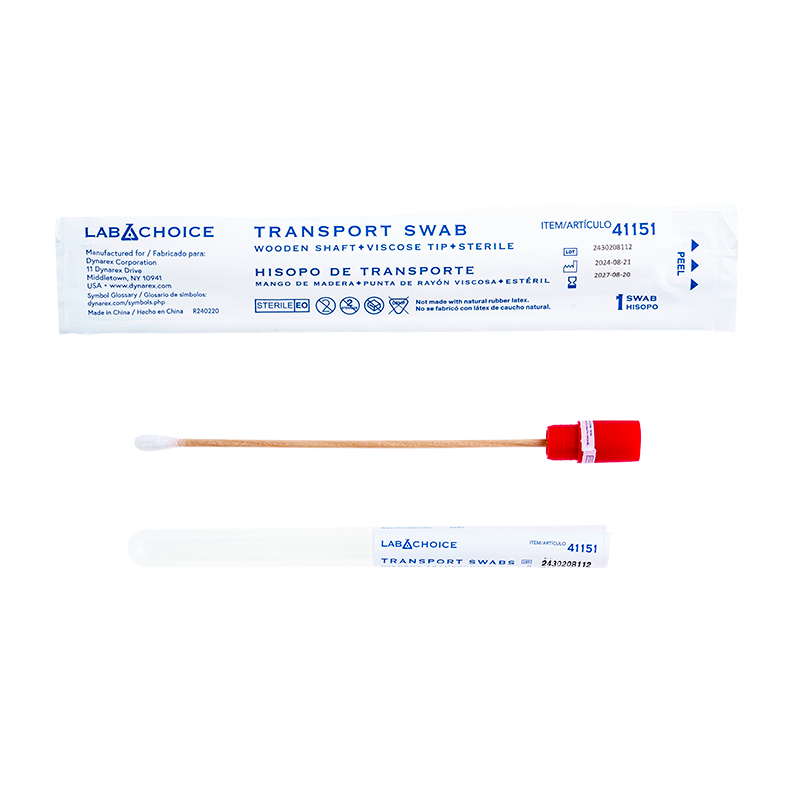 Transport Swab, Sterile, Wooden Shaft, Viscose Tip - 1 per pouch/100 pouches per Bag//10 Bags per Case