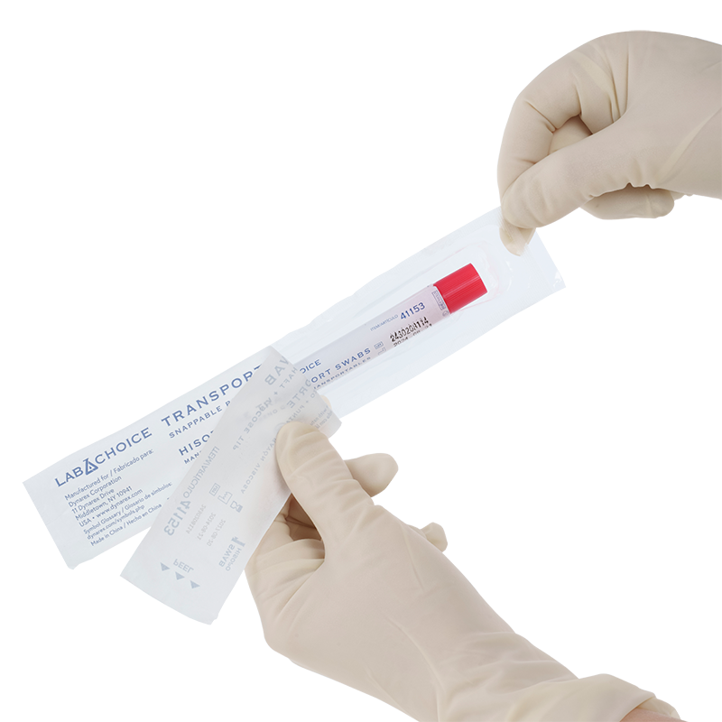 Transport Swab, Sterile, Snappable Shaft, Viscose Tip - 1 per pouch/100 pouches per Bag//10 Bags per Case