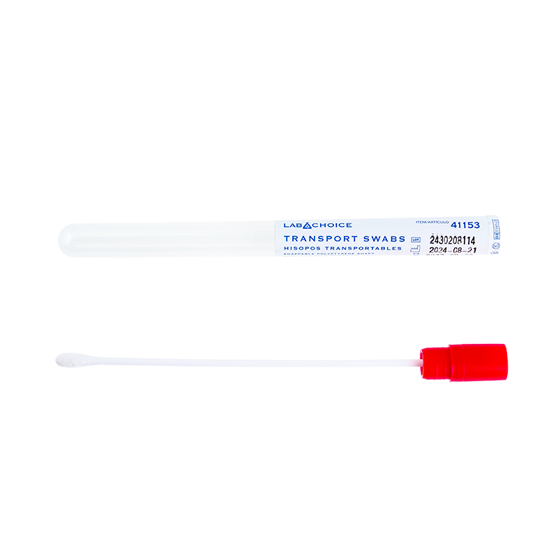 Transport Swab, Sterile, Snappable Shaft, Viscose Tip - 1 per pouch/100 pouches per Bag//10 Bags per Case