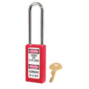 Red Zenex™ Thermoplastic Safety Padlock, 1-1/2in (38mm) Wide with 3in (76mm) Shackle, Keyed Alike