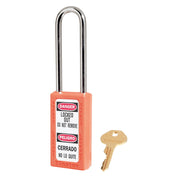 Orange Zenex™ Thermoplastic Safety Padlock, 1-1/2in (38mm) Wide with 3in (76mm) Shackle