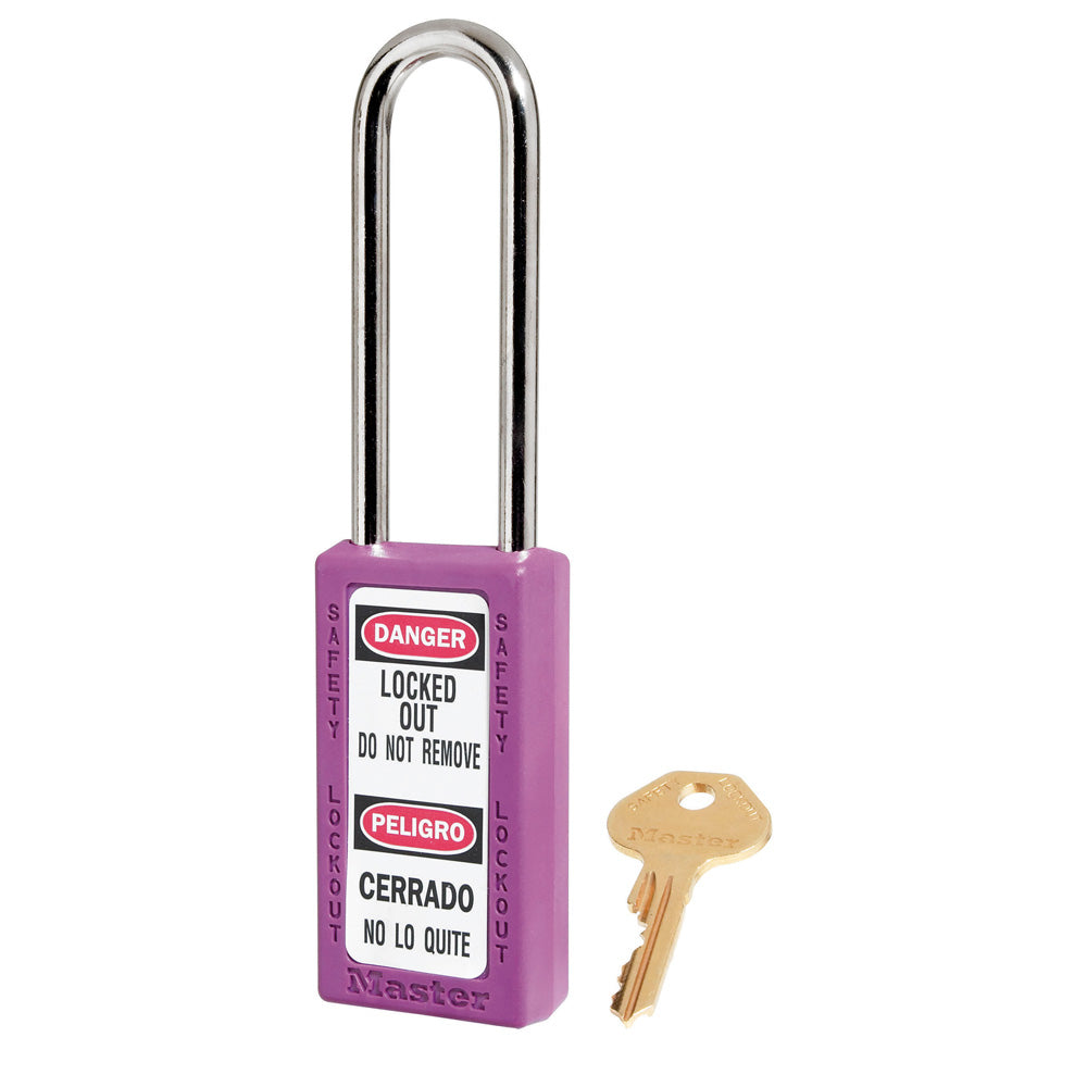 Purple Zenex™ Thermoplastic Safety Padlock, 1-1/2in (38mm) Wide with 3in (76mm) Shackle