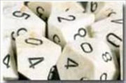 d6 16mm 12 Dice Set Marble Ivory w/Black CHX27602