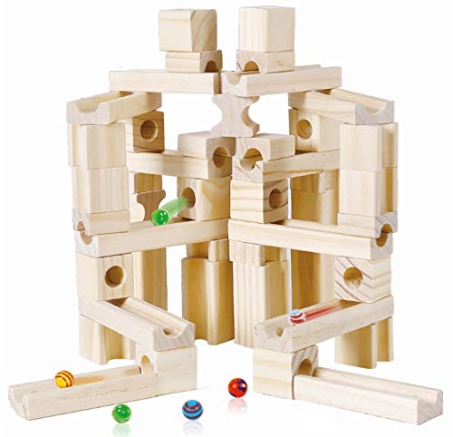 John N. Hansen Timbers 60 Piece Wood Block Marble Run