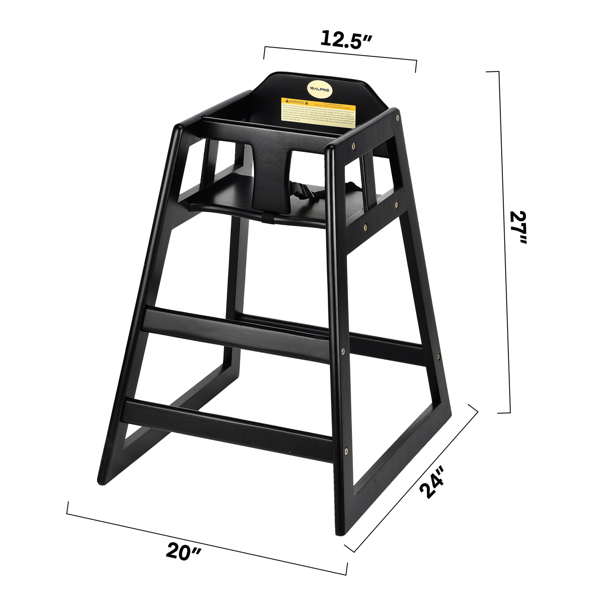 Alpine Industries Baby High Chair Espresso 2-pack