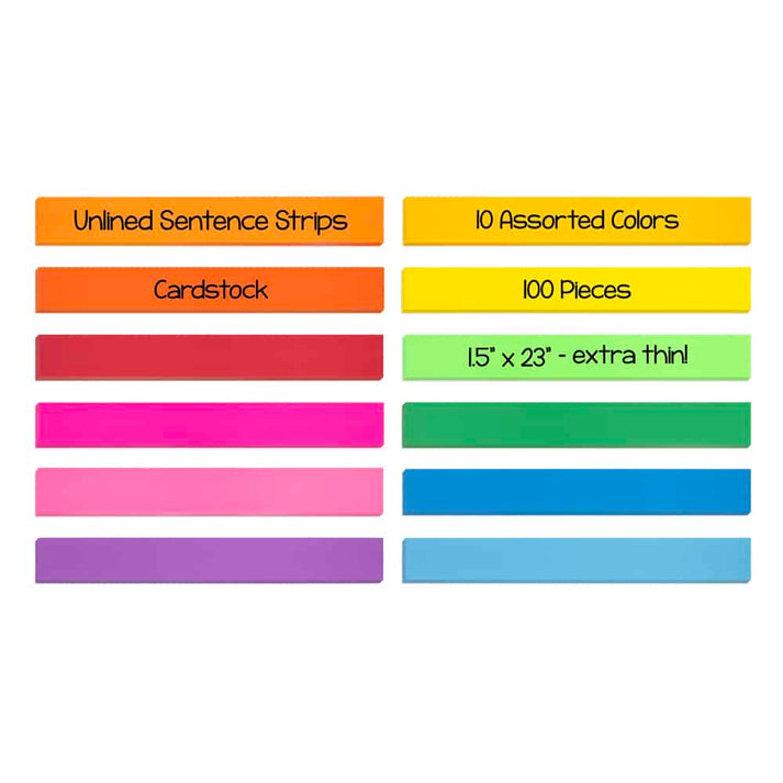 Bright Strips - Cardstock 1.5"x23", 250 ct, 10 Assorted Colors