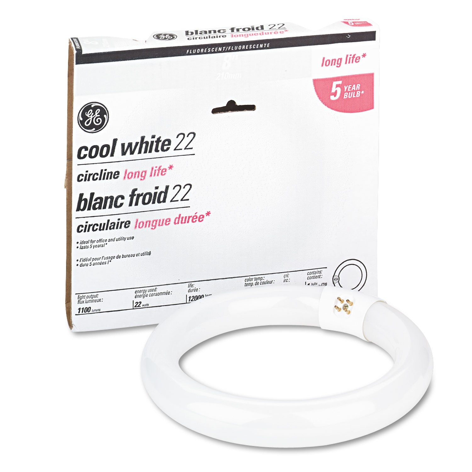 T9 Circline Garage and Basement Fluorescent Bulb, 22 W, Cool White