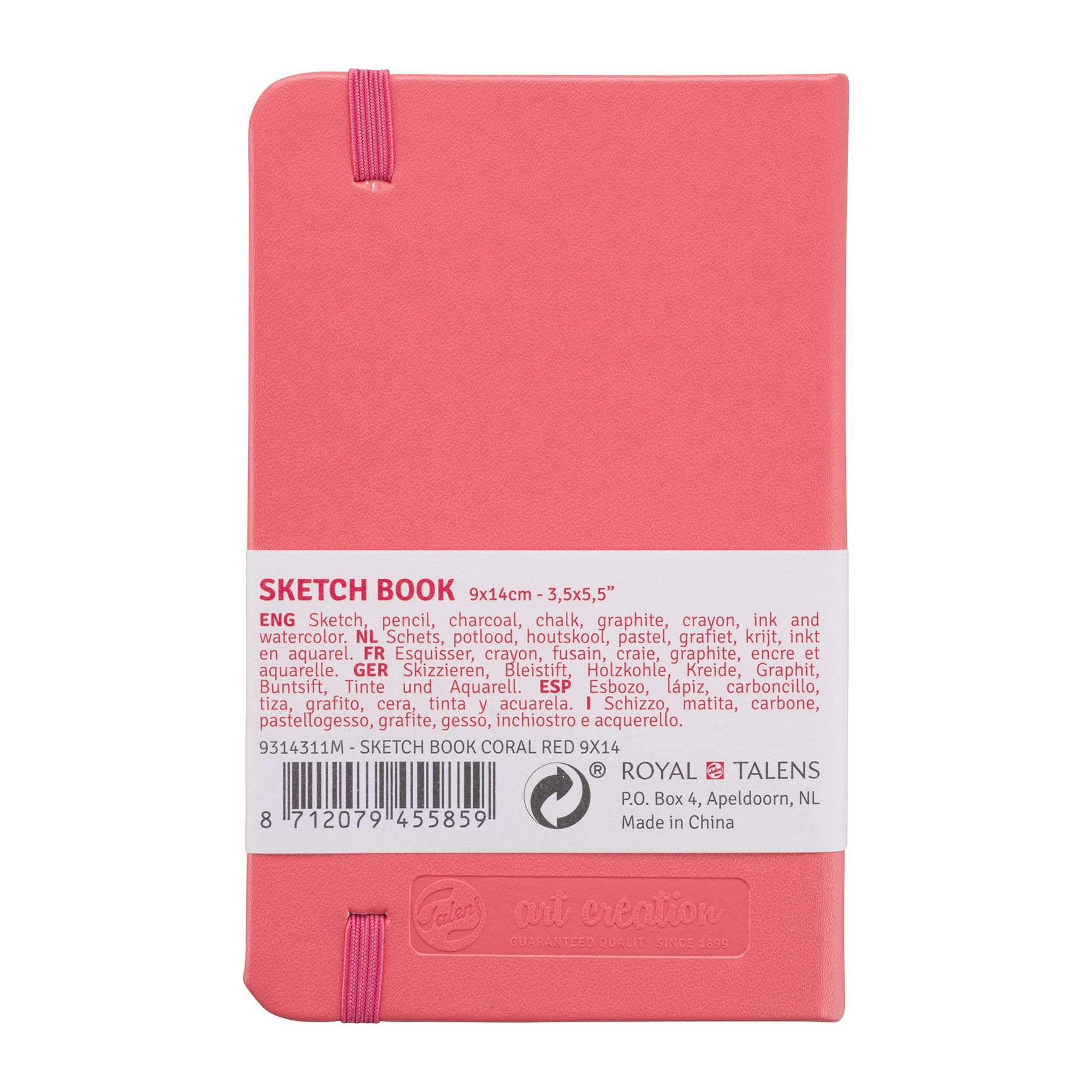Sketchbook, 80 Sheets, 90lbs, Coral Red Cover, 3.5" x 5.5"